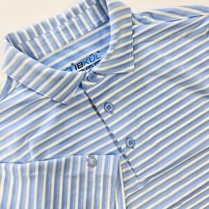 IBKUL Polo‎ Shirt Small S Blue White Striped UPF 50 Golf Stretch